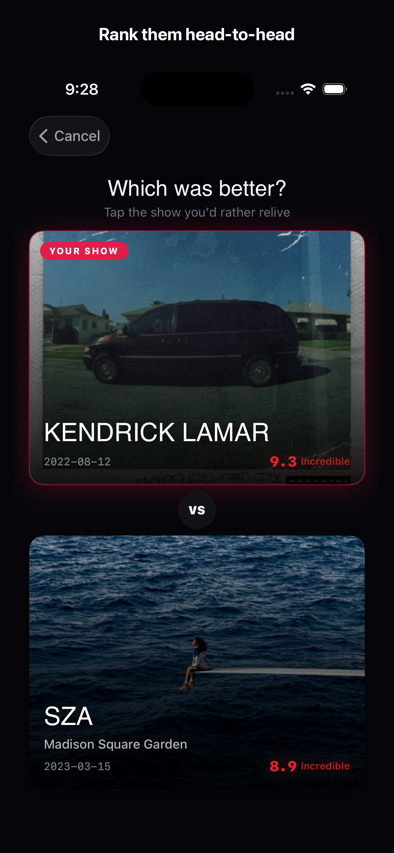 Head-to-head comparison